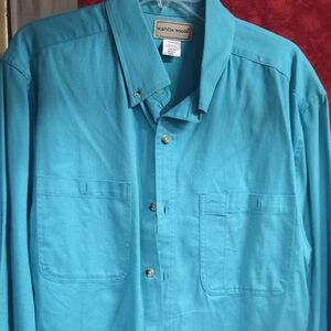 Scandia Woods Men's Turquoise Long-Sleeve Casual Button-Down Shirt